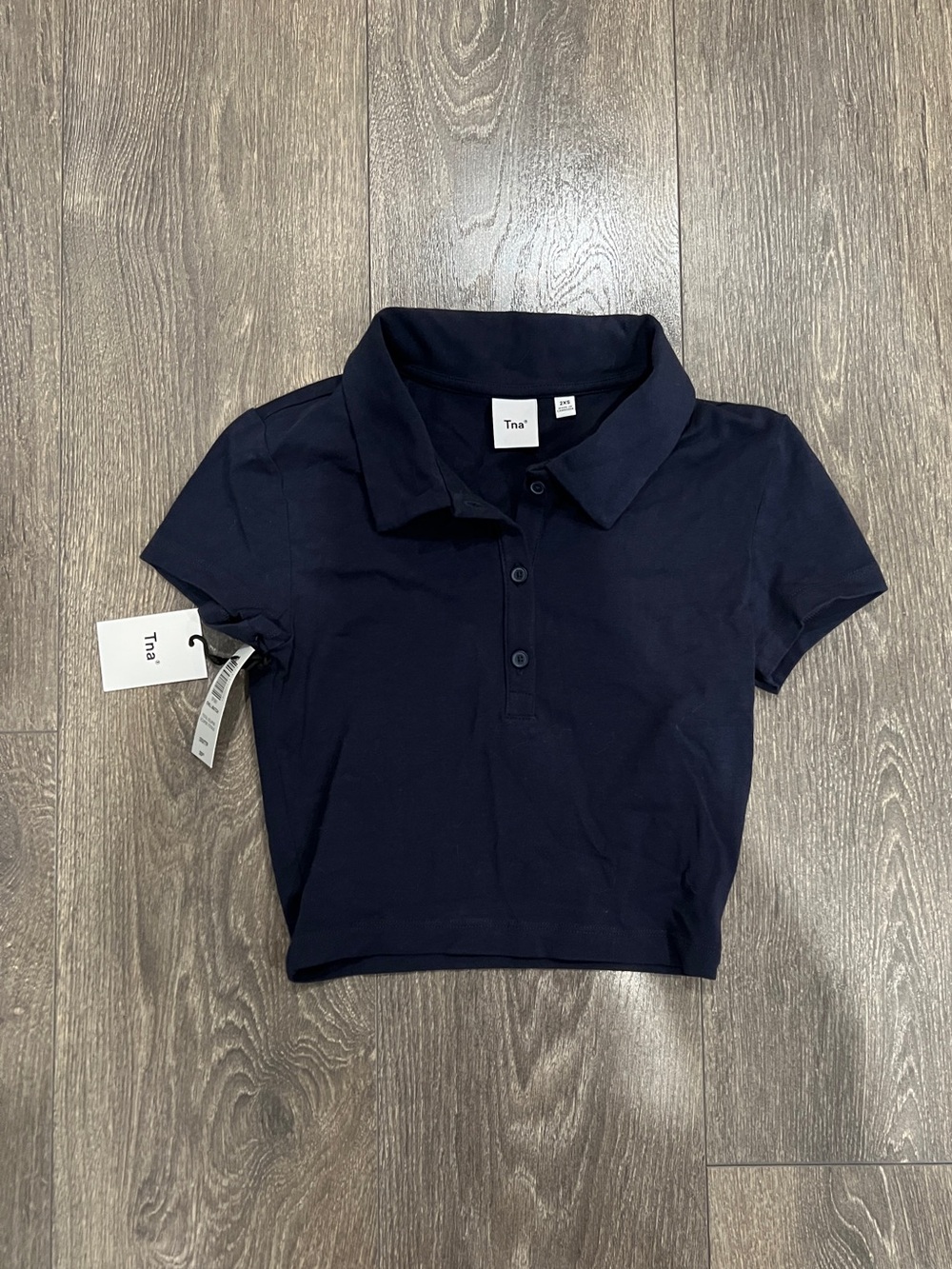 BNWT TNA Chill Match crop polo top - XXS - total eclipse